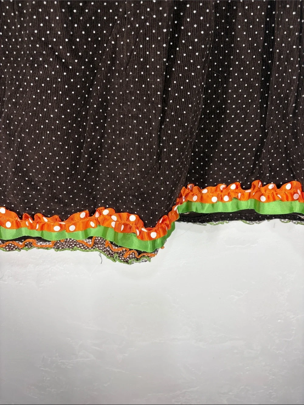 Bonnie Jean Brown Corduroy Polka Dot Turkey Appliqué Dress size 5